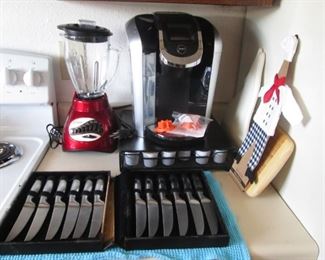 2-6-Piece Steak Knife Sets. Oster Blender & Keurig Pod Coffee Maker