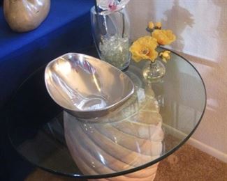 2-Matching 28" Round End Tables + Holland Boone Oval Bowl