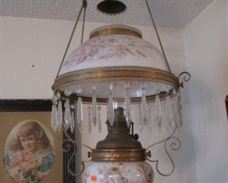 Antique Hanging Floral Lamp