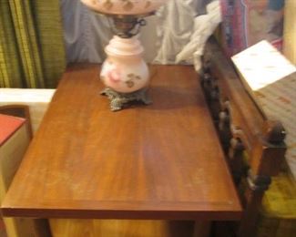 Antique Lamp and MCM End Table