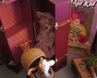 Doll in Carry Case-Style Luggage + Boxed Kool-Aid Kid