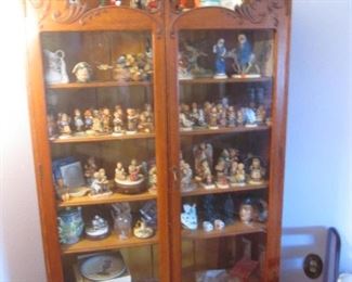 Gorgeous Antique Curio Cabinet, Loaded with Hummel Figurines, Doll & Music Box