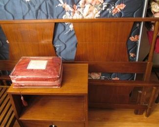 Full Size MCM Headboard, Footboard, Rails & Nightstand by Stanley