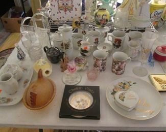 Tea Pots, Mugs, Creamer/Sugars + Covered Hen!