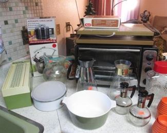 Toaster Oven + Vintage Carafes