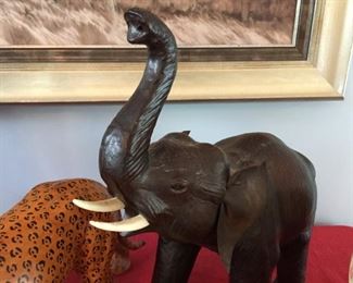 Leather covered African animal figurines