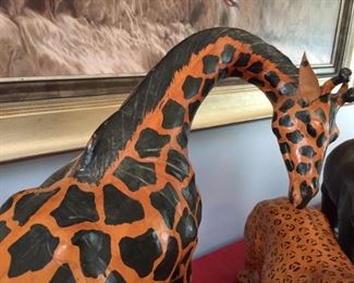 Leather covered African animal figurines