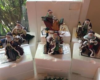 Complete Set of Thomas Kinkade Christmas Village & Santa Figurines - ALL with boxes and Certificates The Hamilton Collection