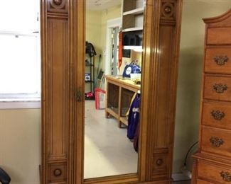 Large antique oak wardrobe