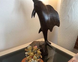 Wooden Fish Sculpture 