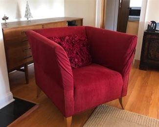 Pair red chairs