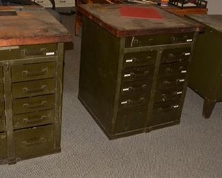 Early Industrial Cabinets, Possibly Military, Multi Drawer