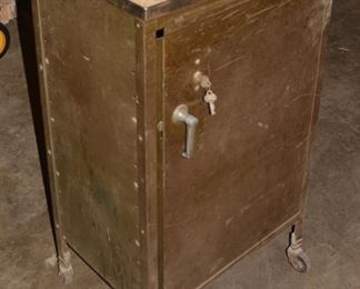 Antique All Brass Roll Around Safe Cabinet