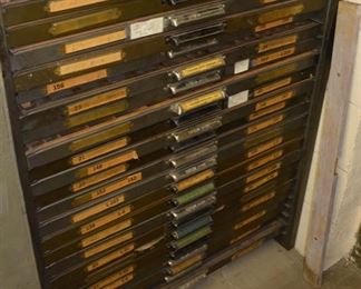 Antique Type Cabinet full of Antique Printer's Drawers
