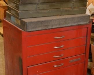 Vintage Kennedy Roll Around Tool Box, Tools