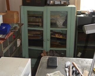 Antique Primitive Glass Front Pie Cabinet 