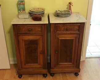 Pair of Bedside Tables marble top.