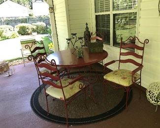 Vintage Heavy Iron Chairs and Table.  Painted.