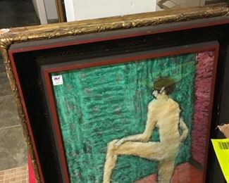 Watercolor art work in a modern wood frame