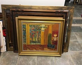 Oil on Canvas Antique painting of a synagogue