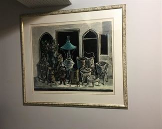 Yosl Bergner, listed Israeli artist, artist proof lithograph