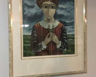 Yosl Bergner, Israeli listed Artist, on exhibit in Tel Aviv Mureum of Art. Numbered lithograph.