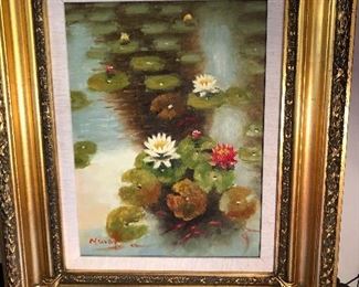 Authentic oil canvas wood gold color frame