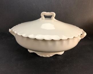 White covered vintage serving dish