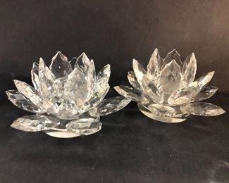 Crystal Water Lily Candle Holders