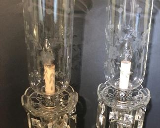 Vintage Crystal Hurricane Lamps