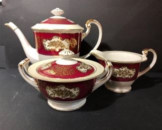 Tea Pot , Cream and Sugar Red 