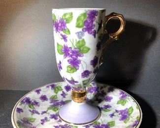 Purple Flower Tall Tea Cup