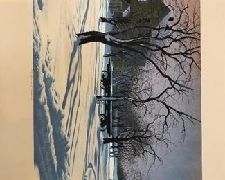 Winter Snow Landscape Signed Robert Addison 