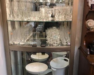 Silver and Glass Lighted Curio Cabinet