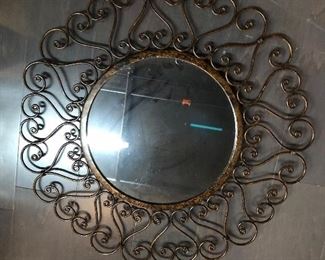 Round Metal Mirror Heart Design