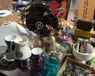 Vintage fan, mugs, and other stuff...tons of stuff