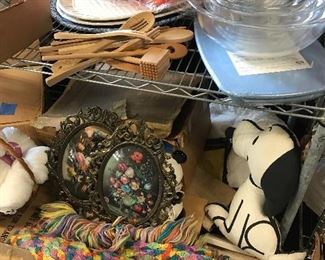 Snoopy, crochet blankets, bowls and other