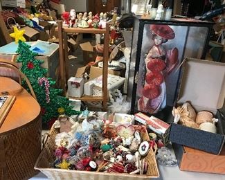 Dolls, figurines, picnic baskets and other