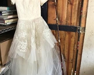 vintage wedding dress & Fishing 