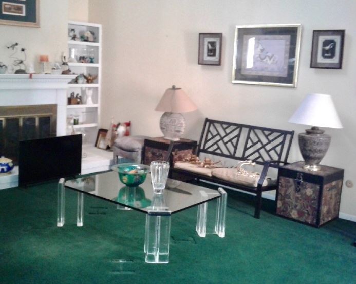 1970’s Coffee Table Glass Top with Acrylic Legs