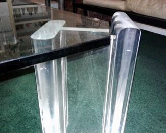 Acrylic Leg of 1970’s Glass Top Coffee Table