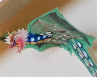 Large, brilliantly colored paper Dragon kite from Bali. 