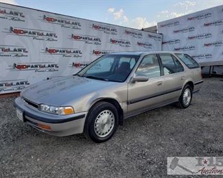 68: 1991 Honda Accord Wagon, See Video!
Year: 1991
Make: Honda
Model: Accord
Vehicle Type: Passenger Car
Mileage: 95,030
Plate: 2ZAG002
Body Type: 4 Door Wagon; Station Wagon
Trim Level: EX
Drive Line: FWD
Engine Type: L4, 2.2L
Fuel Type: Gasoline
Horsepower:
Transmission:
VIN #: 1HGCB9865MA022484
Features and Notes:
Power windows, locks, and mirrors. Cloth interior is in great shape protected by seat covers. Like new Bridgestone all around.
DMV fee: $282 for 2020 Registration and $70 doc fees