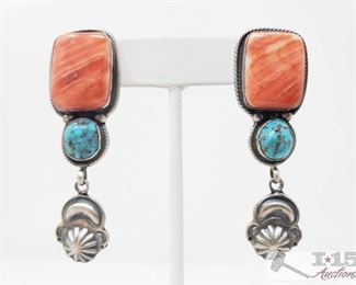 344:
Vintage Spiny Oyster & Turquoise Post Sterling Silver Earrings, 22.5g
Sterling Silver | Genuine Spiny Oyster & Turquoise | Vintage Spiny Oyster & Turquoise Post Earrings | Navajo Native American Southwest Indian Jewelry | Dimensions: Earrings: .75" x 2.5" (for both) | Signed: RB weighs approx 22.5g
Metal Type: Sterling Silver
Gemstones: Turquoise
Low Estimate: 100
High Estimate: 200