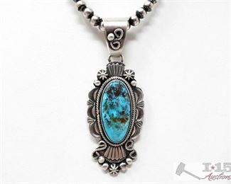 346: Boyd Ashley Candelaria Turquoise Heavy Stamp Bump Out Sterling Silver Pendent, 19.3g
Sterling Silver | Genuine Candelaria Turquoise | Boyd Ashley Candelaria Turquoise Heavy Stamp Bump Out Pendant | Navajo Native American Southwest Indian Jewelry | Dimensions: Pendent: 1.25" x 3.25" Weighs approx 19.3g
**Chain Not Included**
Metal Type: Sterling Silver
Gemstones: Turquoise
Low Estimate: 400
High Estimate: 600