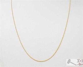 497:
14k Gold Necklace
14k Gold Necklace weighs approx. 3.6g measures approx 9.5"