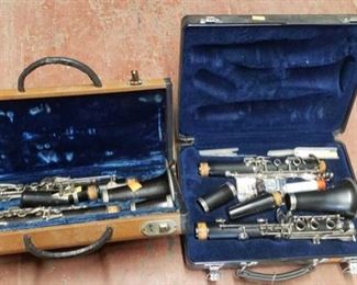 6622: 1 Pedler clarinet and 1 Selmer clarinet
This lot features a Pedler and a Selmer clarinet, each in lovingly used condition in complete set with reeds, cloths, cleaners and parts in blue velvet lined cases.