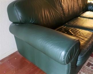 8601:
Green Leather Couch and Armchair
Nice green leather sofa and chair with zigzag stitching in good condition! Well-loved and ready for a new home!