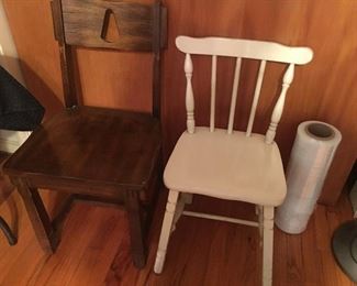 2 little antique side chairs