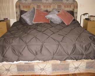 king size bed, custom made headboard and base